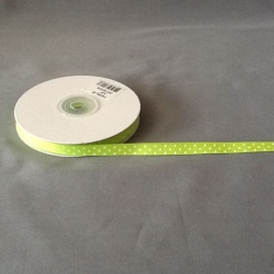 Grosgrain Lime/White Dots 3/8" 25y